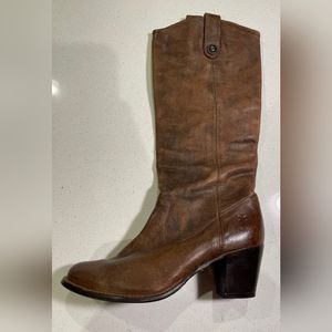 Frye Tall Boots Leather Size 8 1/2 Brown